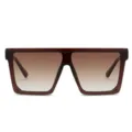 Grosse flache Sonnenbrille fuer Damen und Herren, braune Farbverlauf Glaeser stylisch cool. - C7 Brauner Rahmen Verlaufsbraune Linsen