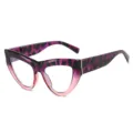 Modische Katzenauge Farbverlauf Leo Brille, trendige rosa violette optische Fassung. - Klare Gläser / Oben Lila Bohnen Unten Rosa Rahmen