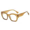 Chicke transparente Katzenaugen Brille stilvoller Vintage dicker Rahmen fur Damen - Brauner Rahmen Klare Gläser