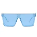 Modische Oversize Flachtop blaue Sonnenbrille fuer Damen und Herren Retro Sonnenbrillen - C9 Transparenter Blauer Rahmen Blaue Linsen