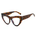 Schildpatt Katzenauge Brille vintage dicker Rahmen Mode Brille trendiges Accessoire Damen - Klare Gläser / Leopardenmuster Rahmen
