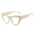 Modische beige Katzenaugen Brille, großer dicker Rahmen Damen Brille für deinen Stil. - Klare Gläser / Beigefarbener Rahmen