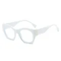Weisse klobige dicke Fassung Katzenauge Brille, stilvolle Retro-Modebrille fuer den Alltag. - Weißer Rahmen Klare Gläser