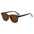 Retro Schildpatt Acetat Sonnenbrille mit braunen Gläsern und schicken Nieten für Herren. - C4 Schildpatt Rahmen Braun Gläser