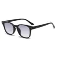 Herren Retro Sonnenbrille mit Farbverlauf Gläsern und stilvollen Metall Nieten Details. - C6 Glänzend Schwarz Rahmen Hell Doppel Grau Gläser