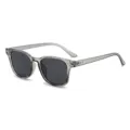 Graue transparente Retro Sonnenbrille mit dunklen Linsen und stilvollen Metalldetails. - C7 Hellgrauer Rahmen Graue Gläser