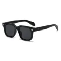 Moderne schwarze dicke quadratische Brille fuer Damen und Herren Retro Stile. - C1 Glänzender schwarzer Rahmen Graue Linse