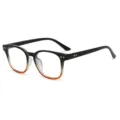 Retro verlaufende quadratische Brille mit stilvollen Metallnieten für Damen und Herren. - Schwarz Braun Farbverlauf Rahmen Anti-Blaulicht Gläser