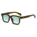 Modische quadratische Brille mit Farbverlauf Glasern fur stilvolle Damen und Herren. - C4 Transparent Green Frame Gradient Green Lens