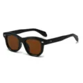 Occhiali da Sole Neri Rétro con Montatura Spessa e Lenti Marroni Tendenza Streetwear Unisex - Montatura Nero Lucido Lente Marrone
