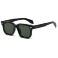 Klassische quadratische schwarze Sonnenbrille mit dunkelgrünen Gläsern für Damen und Herren. - C5 Glänzend Schwarzer Rahmen G15 Grüne Gläser