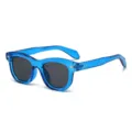 Occhiali da sole spessi blu traslucidi chic per uomo e donna, in stile vintage retrò. - Montatura Blu Trasparente Lente Grigia