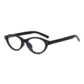Schwarze ovale Katzenaugen Brille, kleiner Retro Rahmen Mode Damen Sonnenbrille Accessoire. - Schwarzer Rahmen Anti-Blaulicht