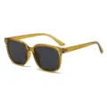 Stilvolle Vintage quadratische Sonnenbrille in Bernsteinoptik mit UV-Schutz für Damen. - Transparenter Grüner Rahmen Graue Linsen