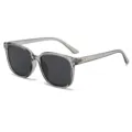 Stylish retro square frame sunglasses featuring clear gray frame and dark sun protection lenses. - Light Grey Frame Grey Lens