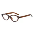 Modische braune Katzenauge Brille für Damen, elegante ovale Retro-Fassung mit Nieten. - Tee-Rahmen Anti-Blaulicht