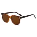 Stylish retro square sunglasses with gradient amber frame and brown lenses for women - Transparent Tea Frame Tea Lens