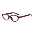 Schicke burgunderrote Katzenauge ovale Brille mit Retro-Optik und modischem Gestell. - Weinrot