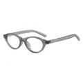 Graues, durchsichtiges Katzenauge-Brillengestell, Vintage-Ovalbrille mit schicken Nieten. - Transparent Grau Rahmen Blaulichtfilter