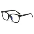 Stylish black square anti-blue light glasses with chic gold rivet details for daily wear. - Bright Black Frame Anti-blue Light Lens