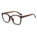 Classic tortoise shell optical glasses with large square frame and elegant metal rivet decor. - Tortoise Frame Anti-blue Light Lens