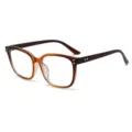 Fashion vintage square frame glasses in gradient brown, stylish optical eyewear variant. - Bright Transparent Brown Frame Anti-blue Light Lens