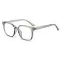 Grey transparent square frame glasses, stylish vintage eyewear with clear lenses for daily wear. - Light Grey Frame Anti-blue Light Lens