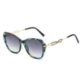 Damen Grosse Rahmen Gradient Sonnenbrille Stilvoll Hohl Metall Buegel Sonnenbrille Blau - Blauer Leopardenrahmen Doppelte Graue Gläser