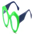 Auffällige Dopamin Sonnenbrille dicker Rahmen Trend Brille für Damen und Party Outdoor. - Grüner Rahmen Anti-Blaulicht Gläser