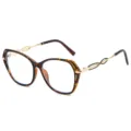 Schildpatt Metallrahmen Brille Variante mit ausgehöhlten Bügeln Modische Brillen - Schildpatt-Rahmen Klare Linse