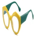 Gelbe und grüne klobige Sonnenbrille, stylische Dopamin Mode Party Sonnenschutz Brille Variante. - Gelber Rahmen Anti-Blaulicht Gläser