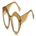 Schicke bernsteinfarbene Oversize-Sonnenbrille, trendige extravagante Mode-Brille für Damen. - Matt Tee Rahmen Anti-Blaulicht Gläser