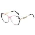 Modische übergroße Farbverlauf Rosa Metall Brille mit ausgehöhlten Bügeln für den Alltag. - Außen Leopard Innen Rosa Rahmen Klare Linse