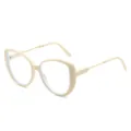 2026 Neue Mode Katzenauge Sonnenbrille Retro Farbblock Gestell Trendige Sonnenbrille Damen - Reisweißer Rahmen Klare Gläser