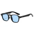 Retro schwarze Brillenfassung mit Blaulichtfilter Gläsern und goldenen Nieten Details für Herren. - C7 Glänzend Schwarz Rahmen Blau Gläser