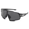 Gafas de sol deportivas negras para ciclismo outdoor, cortavientos y protección UV. - C1 Montura Negra Lentes Gris Negro
