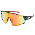 Gafas de sol deportivas de tendencia con lentes reflectantes para ciclismo y aire libre. - C4 Montura Negra Espejo Rojo