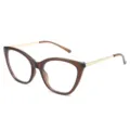 Retrote Blaulichtfilter-Brille im Cateye-Stil mit braunem Rahmen und goldenen Bügeln, Var. - C3 Tee-Rahmen Anti-Blaulicht