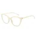 Retro moderne Katzenauge Brille mit schickem weissen Gestell und goldenen Buegeln. - C4 Beige Anti-Blaulicht