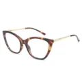 Retro Schildpatt Katzenauge Blaulichtfilter Brille mit eleganten goldenen Metallbügeln. - C5 Schildpatt Anti-Blaulicht