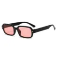 Schwarze eckige Sonnenbrille mit rosa Gläsern und Sterndetail, modische Trend-Brille. - Glänzender schwarzer Rahmen Rosa Linse (C7)