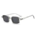 Clear frame rectangular sunglasses for men and women, vintage chic black lens eyewear fashion. - C2 Light Gray Frame All Gray Lens