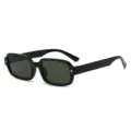 Schwarze quadratische Sonnenbrille für Damen, trendige kleine Rahmen Sonnenbrille Stern. - Glänzender schwarzer Rahmen G15 Linse (C12)