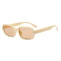 Beige quadratische Sonnenbrille mit braunen Gläsern und sternverziertem Damenmodell. - Beigefarbener Rahmen Teelinse (C13)