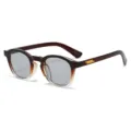 Vintage Sonnenbrille mit Farbverlauf rund, stilvoller UV-Schutz für Damen und Herren. - Braun/Transparent Verlauf Rahmen Hellgraue Linse