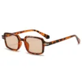 Retro tortoiseshell narrow square sunglasses for women and men, stylish vintage eyewear. - C8 Tortoise Frame Light Tea Lenses