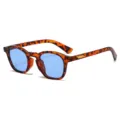 Vintage Schildpatt Sonnenbrille mit blauen Glaesern und Metalldetail am Buegel fuer Streetstyle. - Schildpatt Rahmen Blaue Linsen