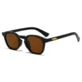 Retro runde Sonnenbrille für Damen und Herren UV-Schutz Vintage Mode Brille schwarzes Gestell - Glänzendes Schwarz Rahmen Vollteeglas