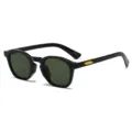 Retro runde Sonnenbrille mit schwarzem Acetatrahmen und goldenen Akzentdetails für Damen. - Glänzend Schwarzer Rahmen G15 Gläser