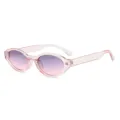 Rosa transparente ovale Sonnenbrille mit Farbverlauf-Gläsern und stilvollen Stern-Bügeln für Damen. - C4 Hellrosa Rahmen Verlauf Rosa Gläser
